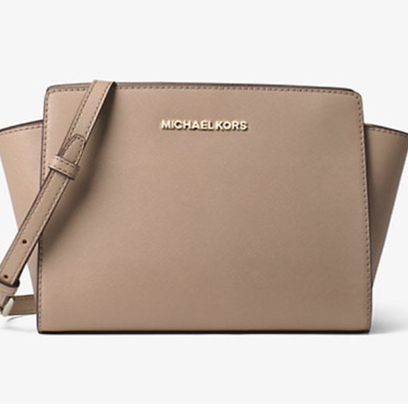 New MICHAEL KORS Selma Medium Saffiano Leather Messenger Bag Satchel Crossbody - Picture 1 of 11